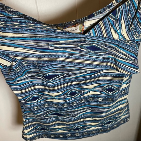 NWT Vintage Collection Cowboys and Indians Aztec 71185 Crossover Top Blue Multi - Picture 5 of 9